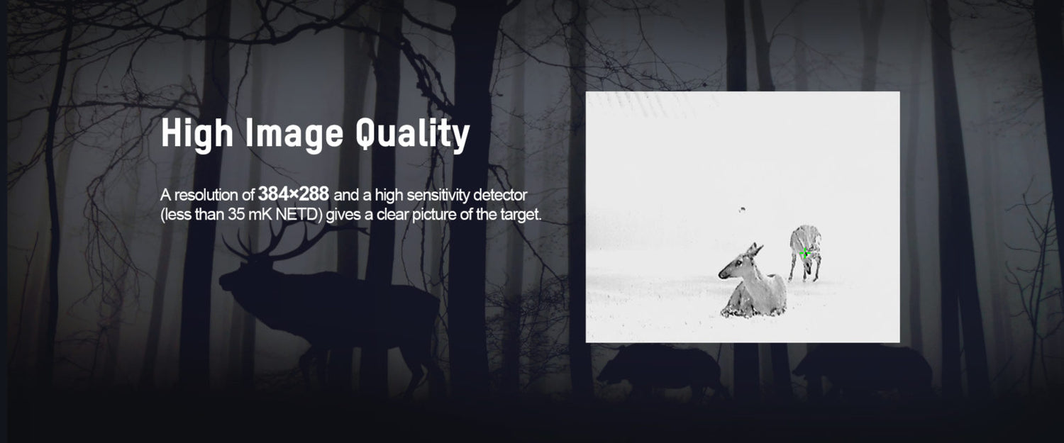 Hikmicro Thunder TH35 Smart Thermal Scope High Image Quality Deer Background